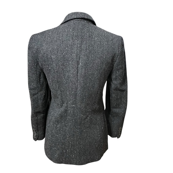 Lauren Ralph Lauren Wool Herringbone Blazer Gray Black Tweed Jacket Women’s 4P - Picture 3 of 13